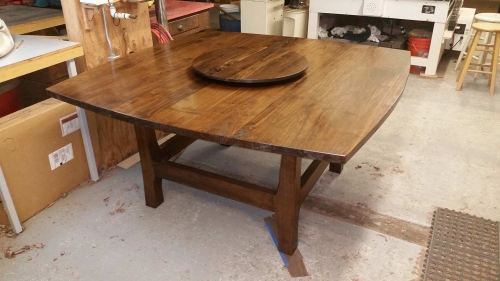 Walnut Dining Table with Lazy Suzan