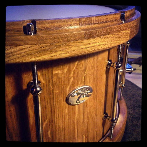 Wine Barrel Snare Drum with Matching Wood Hoops